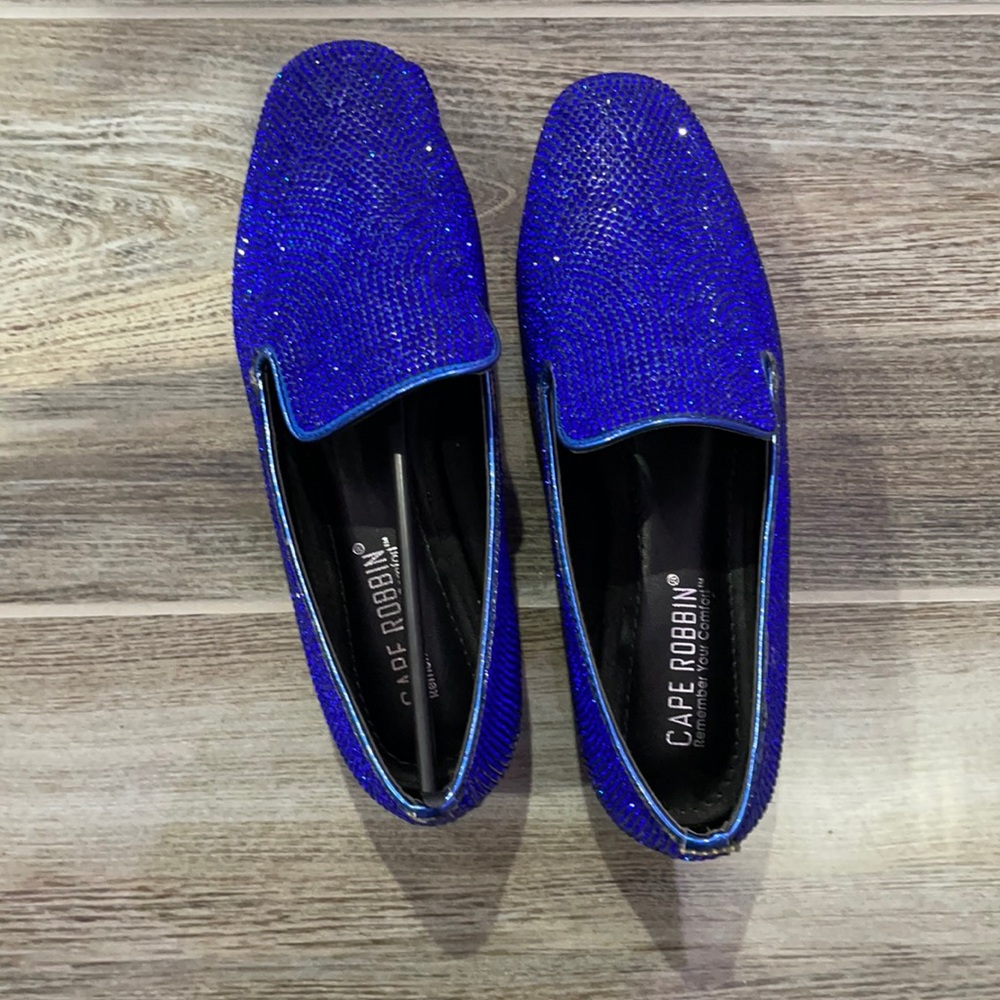 Cape robbin blue rhinestone loafers